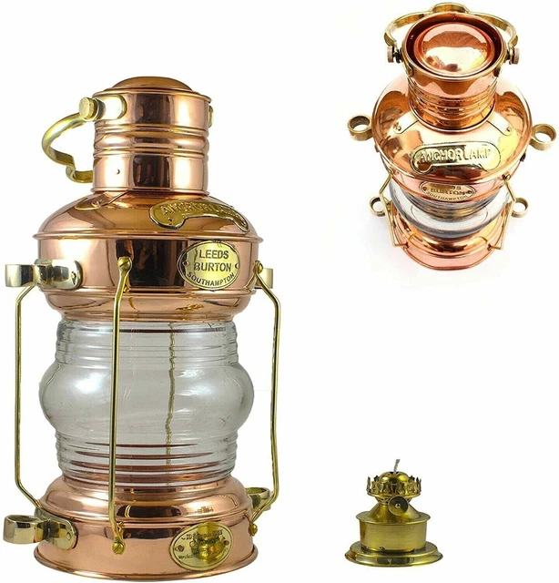 14 " Messing & Kupfer Anker Öl Lampe Boot Licht Maritim Nautik Schiff Laterne 8