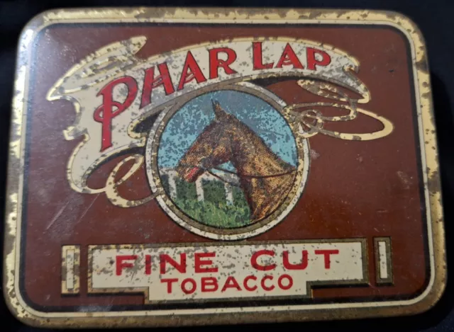 RARE PHAR LAP VINTAGE TOBACCO TIN FINE CUT MYONA CIGAR CO MELBOURNE 1930's 2