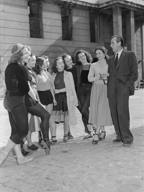 BALLET DANCER JANINE Charrat and German composer Werner Egk OLD PHOTO