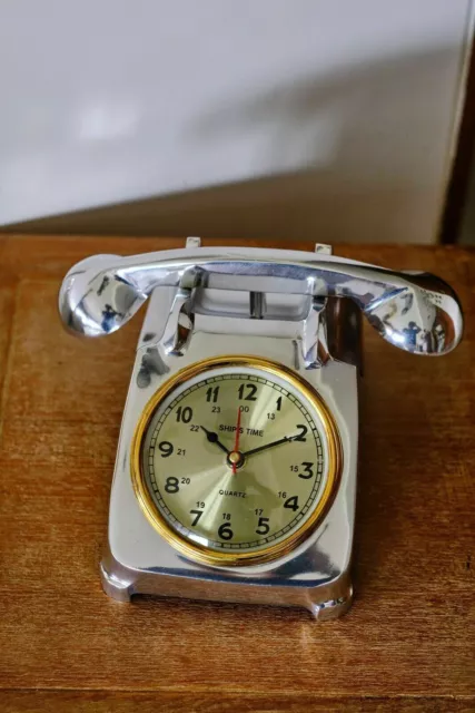 Cromo Plateado Vintage Escritorio Decoración Hogar Teléfono Tabla Reloj Navidad