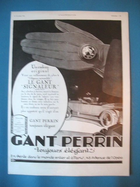 Publicite De Presse Perrin Gant Signaleur Elegant Illustration Rapeno Ad 1924