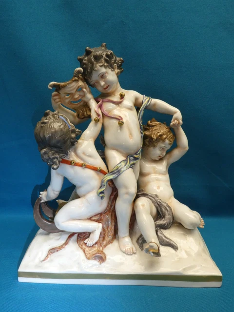 Volkstedt Rudolstadt Thuringe Allemagne Important Groupe Porcelaine Polychrome