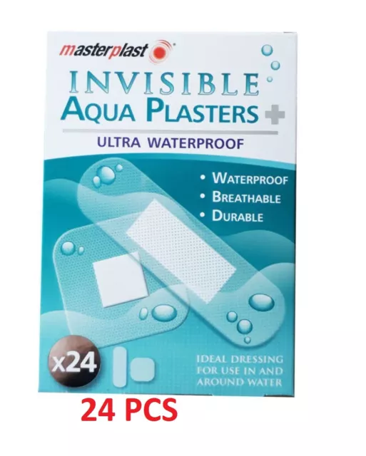 24x Masterplast Invisible Ultra Waterproof Swimmers Aqua Plasters -PK OF 24