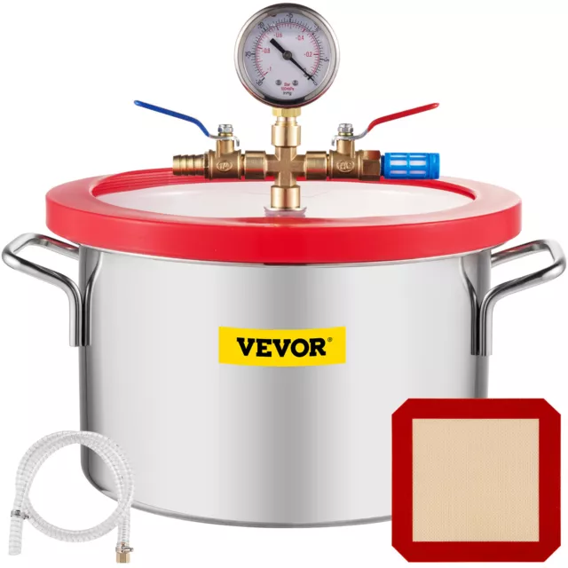 VEVOR 1.5 Gallon Vacuum Chamber Stainless Steel kit HVAC Silicone gasket Durable