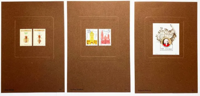 Polnische Briefmarken: 3 Designs von 3 Künstlern. Dudzicki, Heidrich, Śliwka