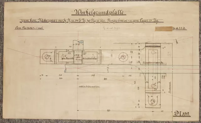 Alte Technische Zeichnung,Industrie,Fabrik,Loft,coloriert,Maschinenbau, von 1913