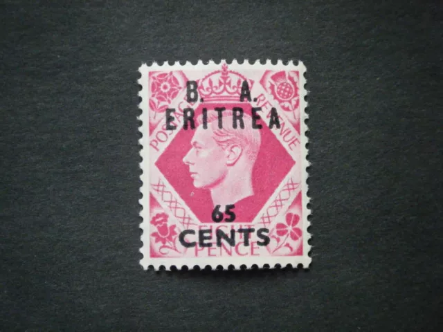 British Occ Italian Colonies - Eritrea KGVI 1950 65c on 8d SGE20 VLMM