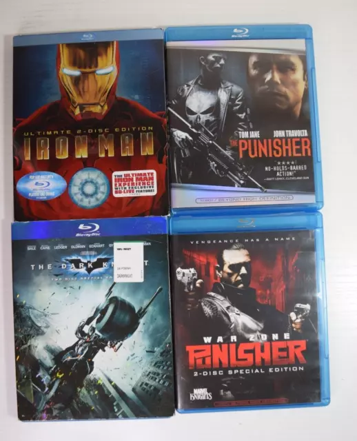 Dark Knight Super Hero Blu Ray Movie Lot Iron Man Batman The Punisher War Zone