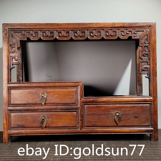 15.7”Old Chinese antiques handmade exquisite Huanghuali Wood cabinet