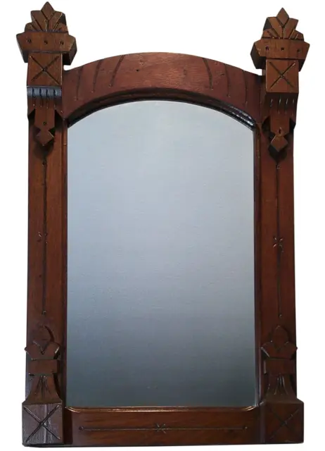 East Lake Late 19Th C American Victorian Antique Shallow Crvd Walnut Wall Mirror