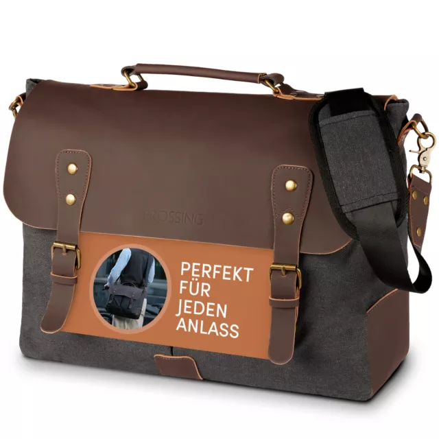 Große Herren Damen Umhängetasche Tasche Messenger Bag Canvas Laptoptasche 15,6