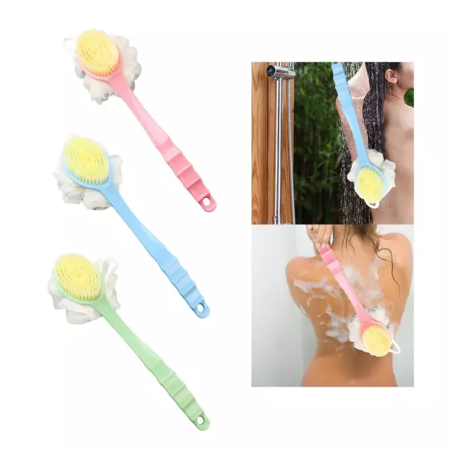 Double Side Long Handle Shower Body Brush, Bathroom Accessories Back Scrubber