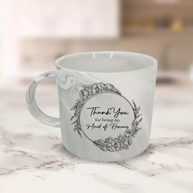 Thankyou For Being My Maid Of Honour Grey Marble Tea Coffee Mug-Marriage Cup