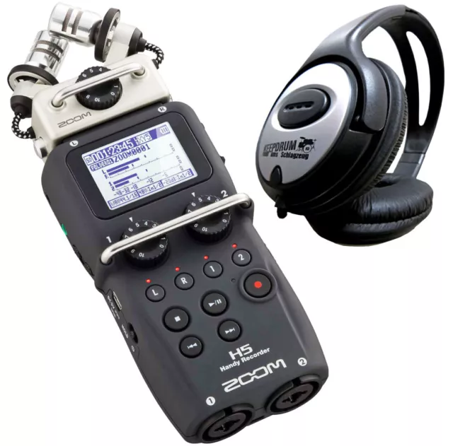 Zoom H5 Handy Recorder + keepdrum Kopfhörer