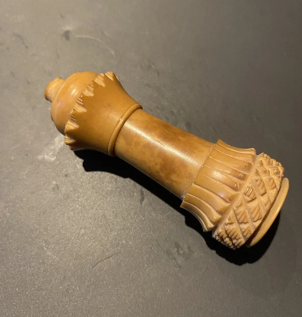 Antique vegatable ivory , tagua nut sewing needle case Standing