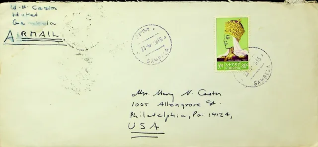 Sephil Äthiopien 1965 80c Auf Luftpost Abdeckung Von Gambala Zu Philadelphia USA