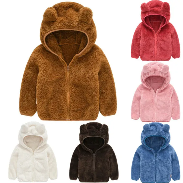 Baby Kids Girls Boys Hoodie Jacket Coat Winter Warm Fleece Hooded Outwear