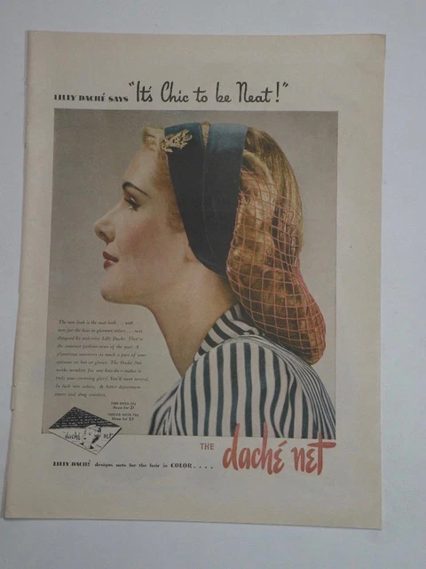 Magazine Ad* - 1944 - Lilly Daché Hair Net - World War II - (#1)