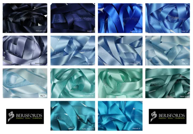 Blue Shades Double Satin Ribbon by Berisfords UK ECO