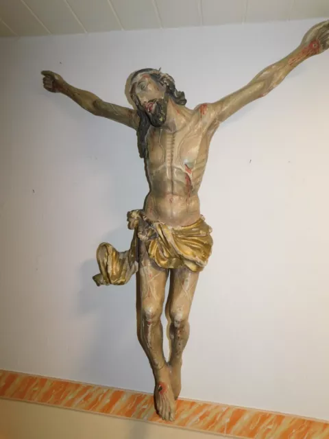 Großer Musealer Holz Jesus Christus sehr schöne Darstellung! Höhe: 113cm