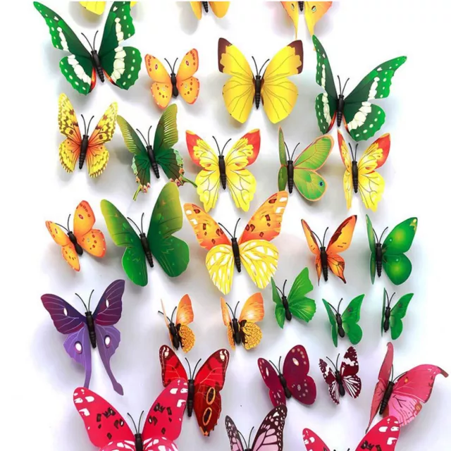 12 Adesivi Murali Farfalle Colorate 3D Decalcomanie Artistiche Decorazioni A