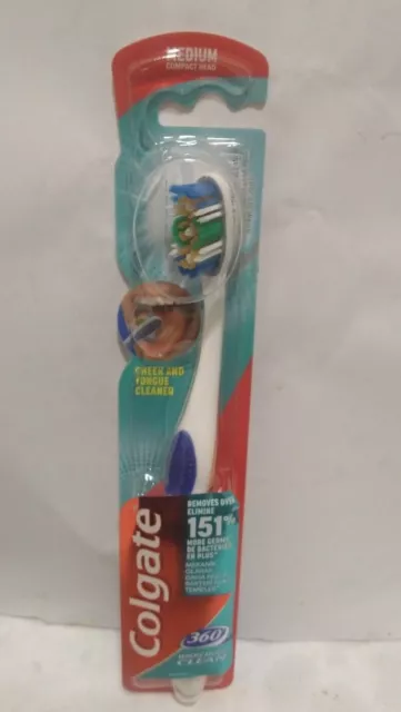 1 x Colgate 360 Whole Mouth Clean Toothbrush with Tongue Cleaner MEDIUM New.