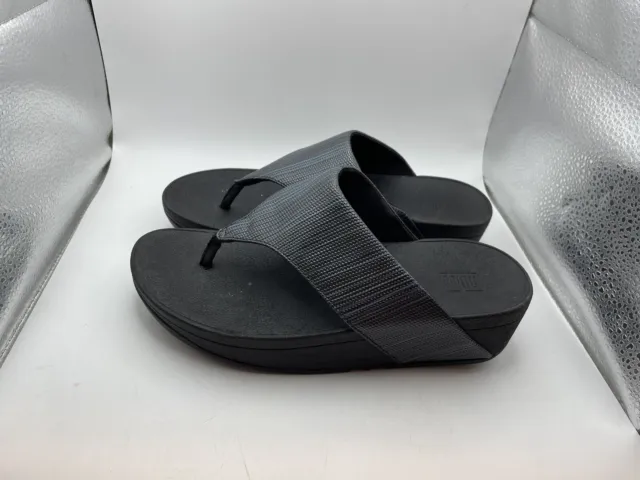 Fitflop Sandals Womens 6 Black Comfort Platform Embellished T Strap
