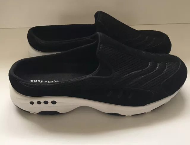 Easy Spirit Shoes Womens 11 M Traveltime Mules Clogs BLACK Suede / Mesh Slip On