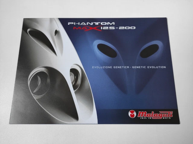 Malaguti Phantom Max 125 et 200 de 2003 UK/IT Prospectus Catalogue Brochure Moto