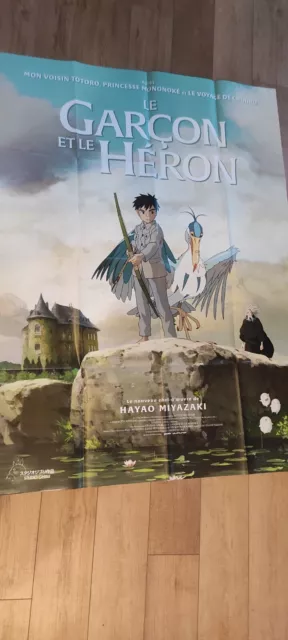 Affiche cinéma " Le Garçon Et Le Héron " 120x160 cm / Hayao Miyazaki /2023