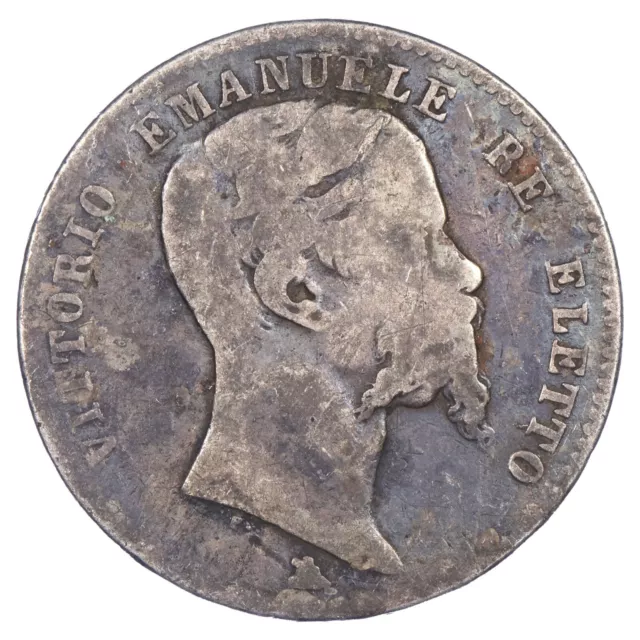 Italy 2 Lire 1860 Silver Vittorio Emanuele II Florence KM.12 Coin Italian