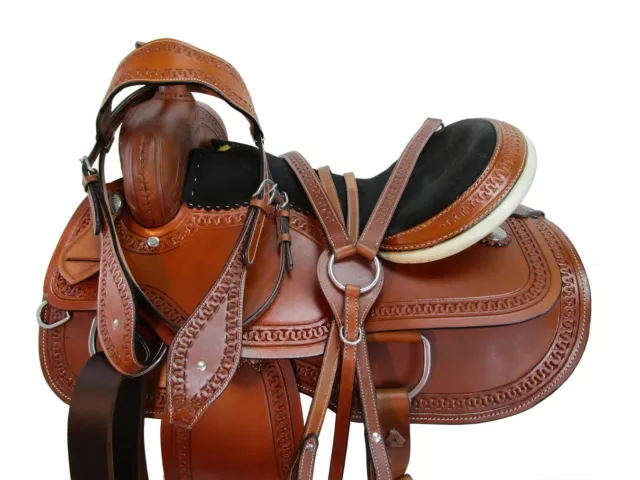 Gaited Western Horse Saddle 15 16 17 18 Pleasure Trail Snake Tooled Leather Tack