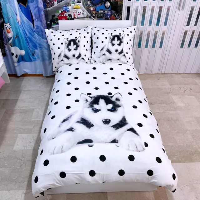 Husky Set 2pezzi Lit Simple Housse de Couette 160x200cm Deux Taies Réversible M.