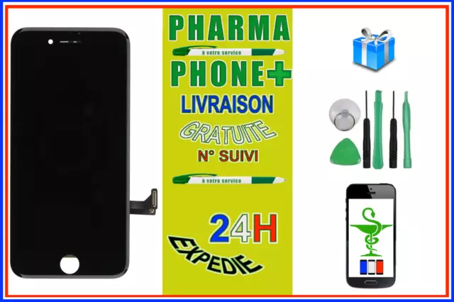 Iphone 8 Plus Complet Vitre Tactile + Ecran Lcd / Chassis Iphone 8 Plus Noir ✅
