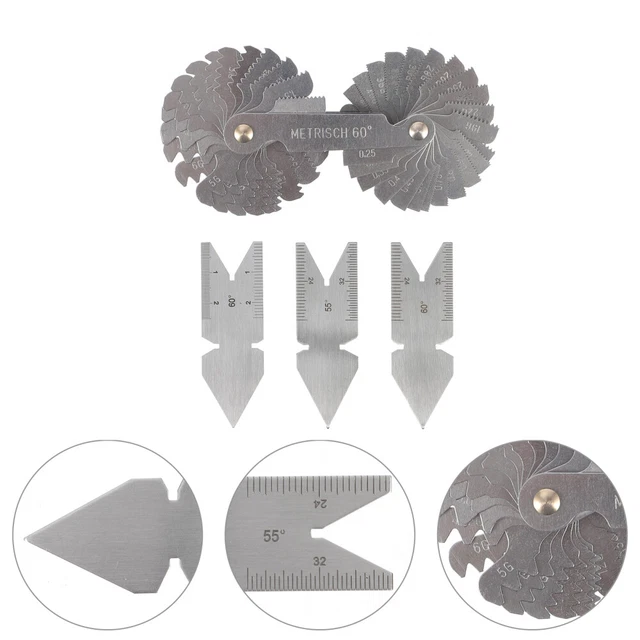 4 Pcs Measuring Tools Steel Industrial Measurement Gauge Gear Tooth Thread