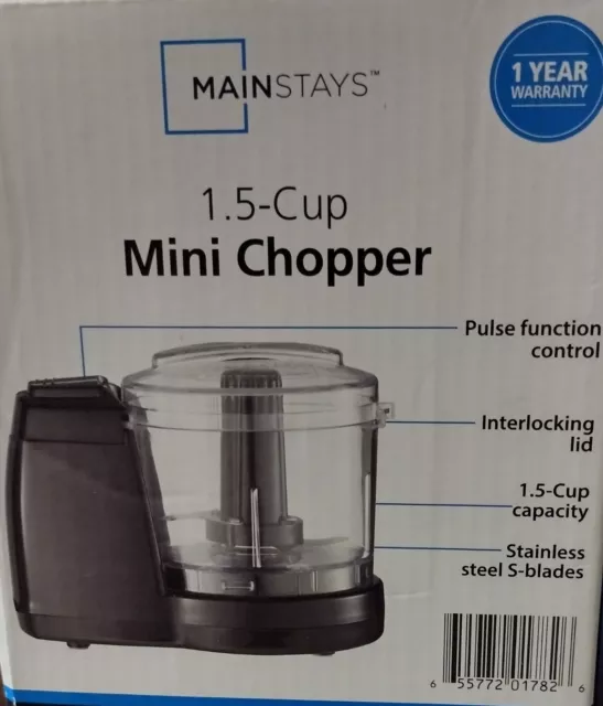 Mainstays 1.5 Cup, One-Touch Pulse , Mini Food Chopper, Black 