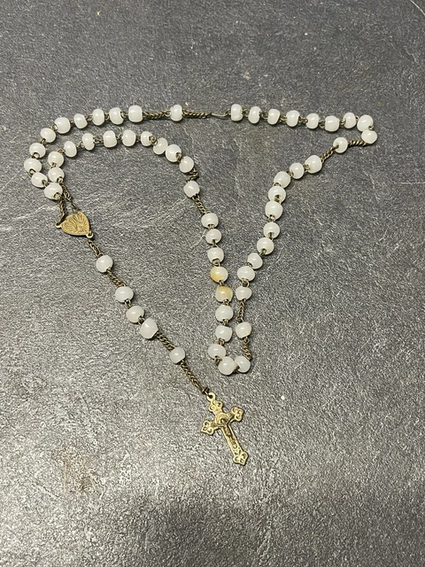 Collier Perles De Verre Vintage - Bleu Translucide, Mi-long, Très Bon état, Bijou Ancien élégant
