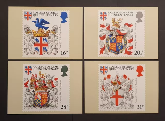 Gb Great Britain Stamps Phq Cards 1984 Heraldry London Ec1 Fdi On Backs Vgc