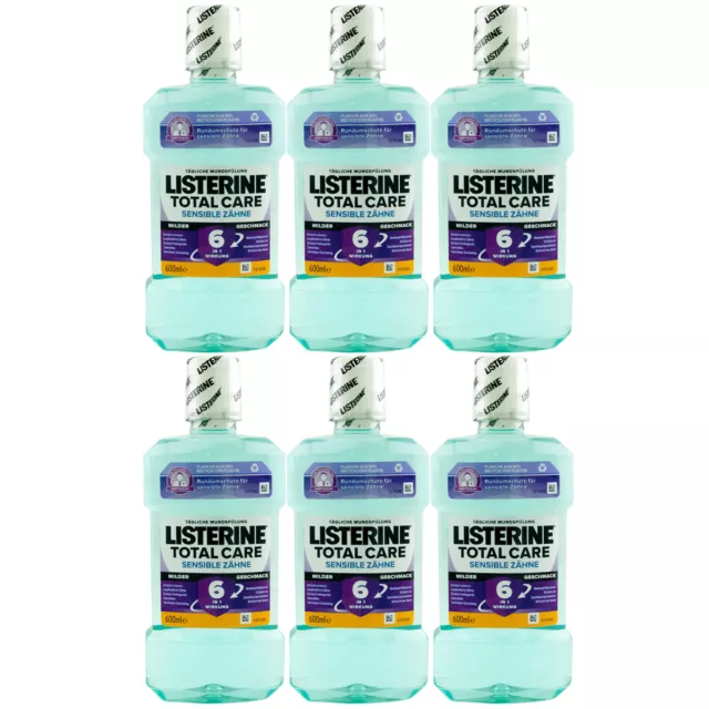 Listerine Enjuague Bucal Total Cuidado 6 X 600ml Suave Sabor para Dientes