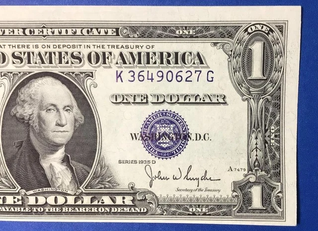 1935D $1 Blue SILVER Certificate Uncirculated X0627 Old US Paper Currency