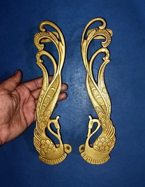 Peacock Design Handle Pair Solid Brass Handmade Home Front Door Decor Gift VR224 3