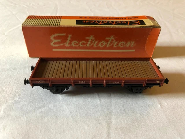 Wagon Plat ELECTROTREN 1421-2 Avec Ranchers Courts Et 2 Conteneurs - Neuf Modélisme Ferroviaire