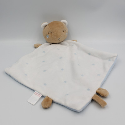 Doudou Doudou plat mouchoir ours blanc bleu étoile PREMAMAN Semi plat Ours Plat 