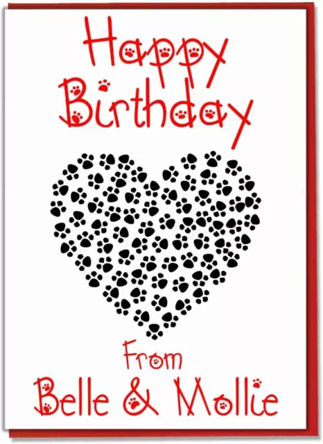 Personalised Birthday Card From The Pet Dog Cat Rabbit - ANY NAME/S