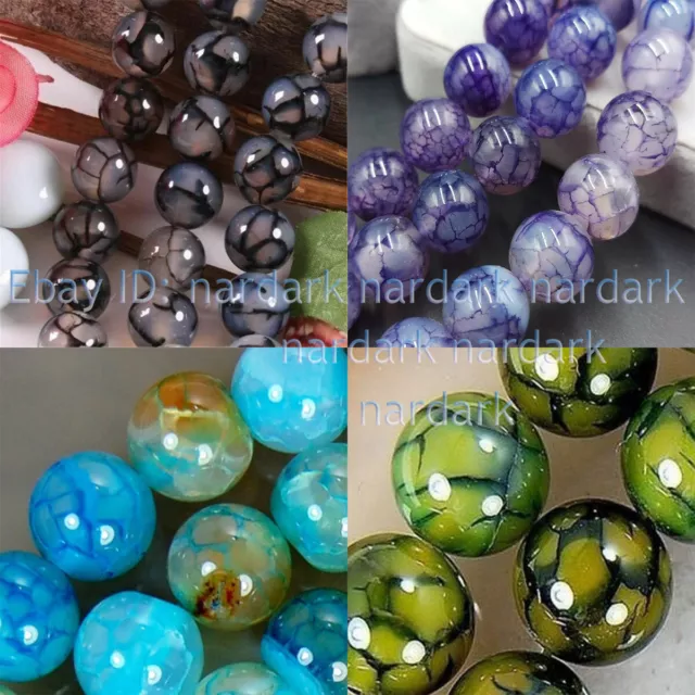 6/8/10mm Multicolor Dragon Veins Agate Onyx Gemstone Round Loose Beads 15''