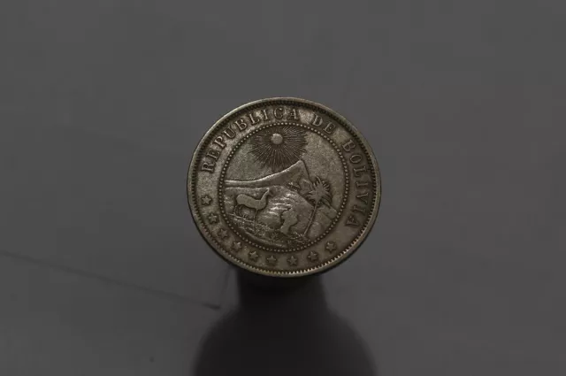 🧭 🇧🇴 Bolivia 10 Centavos 1902 Copper-Nickel KM#174.3 B58 #Z8032