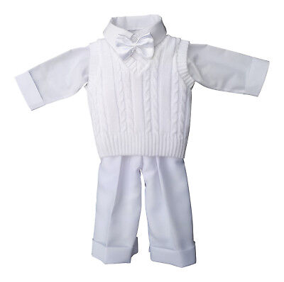 Taufanzug Babyanzug Anzug Jungen Baby Taufe Festbekleidung Weste Hemd SET weiß