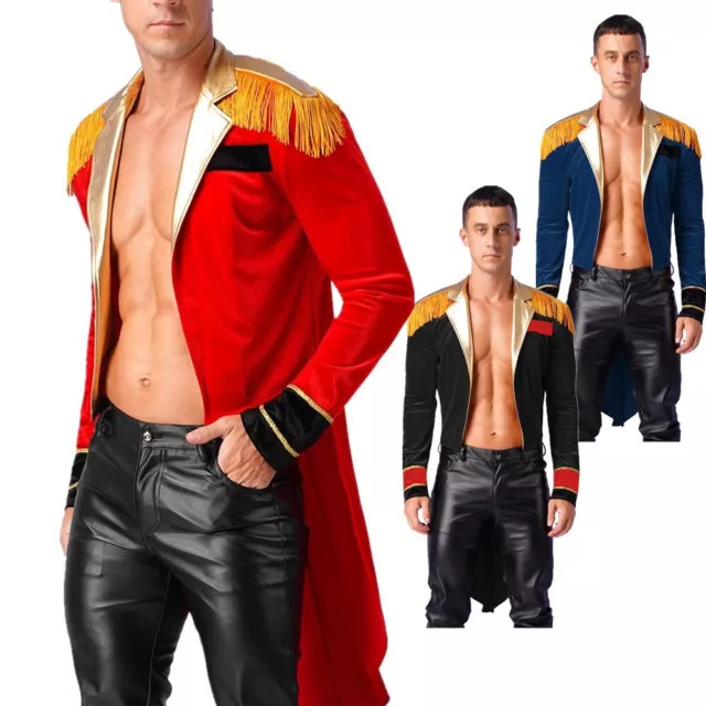 Mens Cosplay Costume Showman Circus Ringmaster Swallow-Tailed Coat Tailcoat