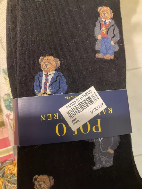 NWT polo ralph lauren men’s teddy bear socks 2 Pr