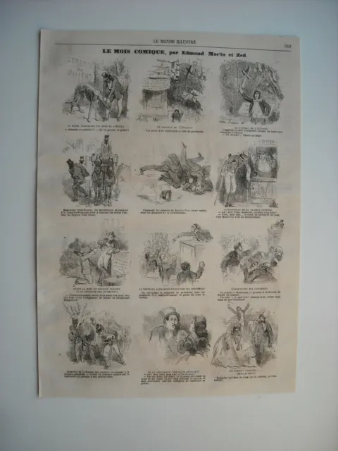 Caricatures 1865. Le Mois Comique. Par Edmond Morin Et Zed. 12 Caricatures......